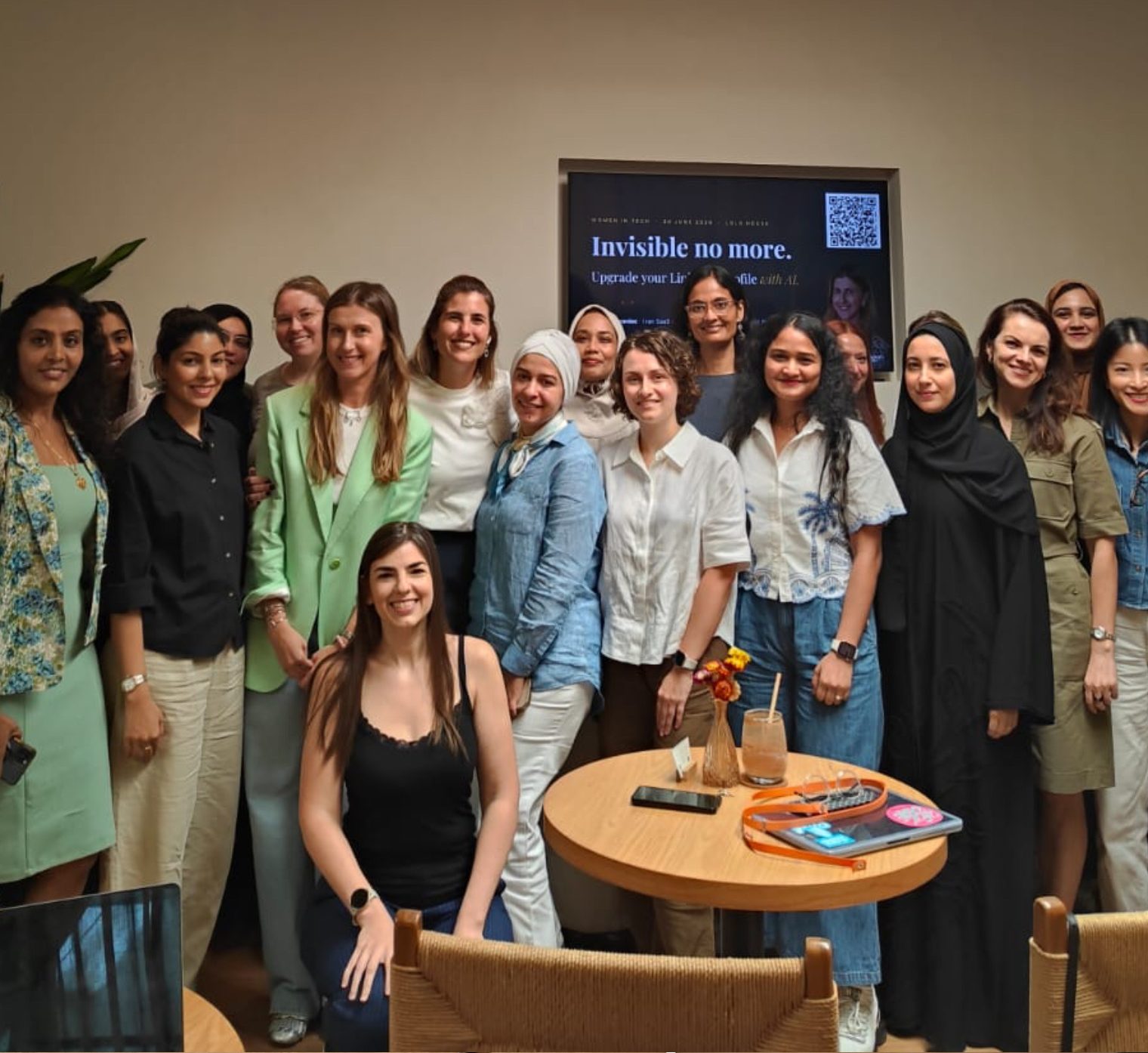 Group photo after the Women in Tech UAE LinkedIn workshop